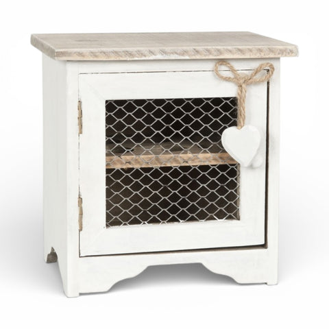 Mobile portauova in legno con anta a rete – 19x14x19 cm (bianco) by Clayre & Eef