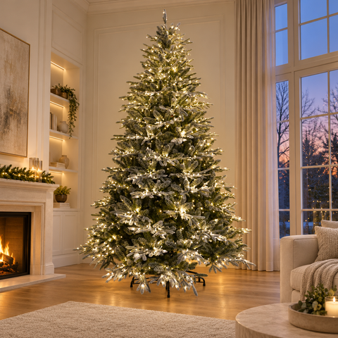 Albero di Natale Innevato Canada Lux con 3450 LED Integrati in PE+PVC – Kaluka Shabby Chic, H.300cm