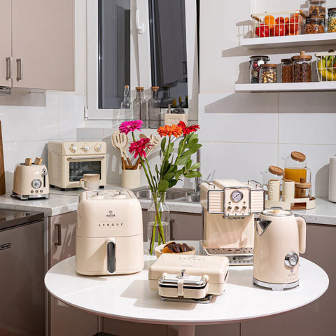Tostapane 2 Fette Retrò "Epoque" Crema Acciaio Inox - 815W, Estia Home