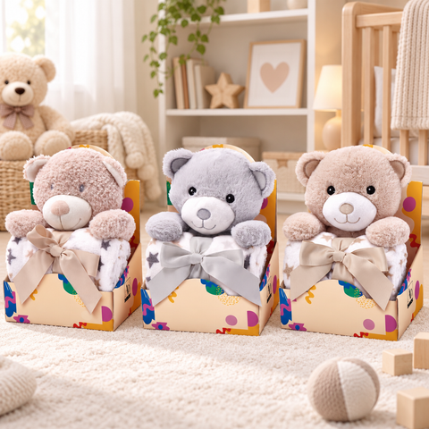 Copertina in Pile per Bambini - 75x90 cm con Peluche Orsetto