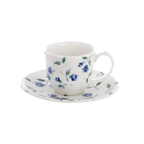 Set 6 Tazzine da Caffè Floret Full Blu – Blanc MariClò | Con Piattino in Ceramica