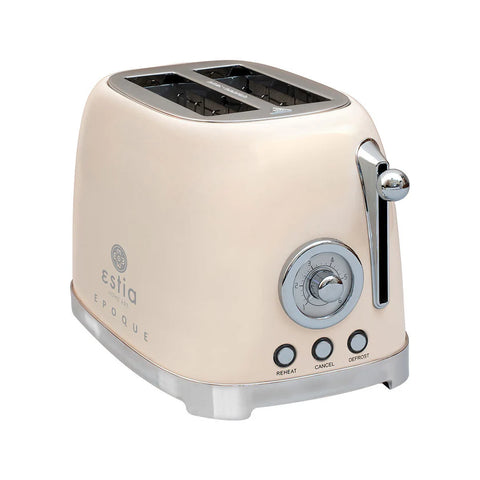 Tostapane 2 Fette Retrò "Epoque" Crema Acciaio Inox - 815W, Estia Home