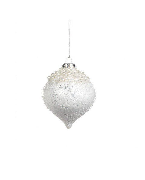 Decorazione Natalizia in Vetro Satinato con Perline – Goodwill Winter Frost – 8 cm – 3 Forme Disponibili
