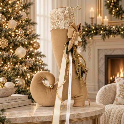 Calza di Natale dell'Elfo Imbottita – La Boutique dell'Elfo by Mata Creazioni, 35x14x55 cm