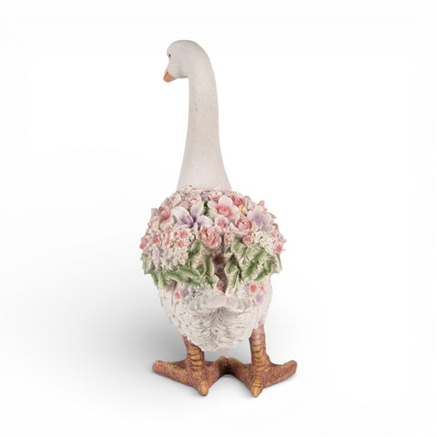 Statuetta decorativa oca con fiori – 37x22x45 cm (bianco/rosa, polyresin) by Clayre & Eef