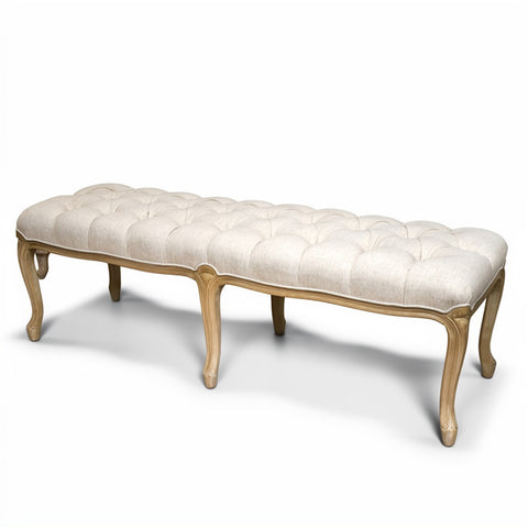 Panchetta Cenere in Capitonné Sgabello Fondo Letto Shabby Chic - 154x53x52cm