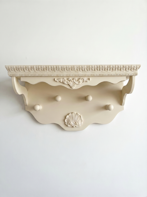 Appendiabiti da Parete Shabby Chic con Mensola Decorata 70x40