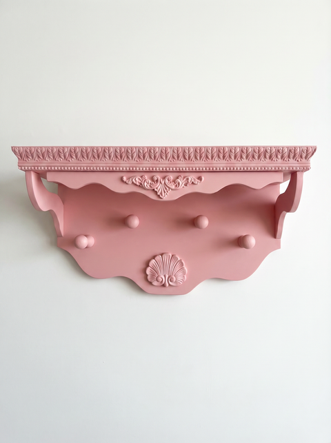 Appendiabiti da Parete Shabby Chic con Mensola Decorata 70x40