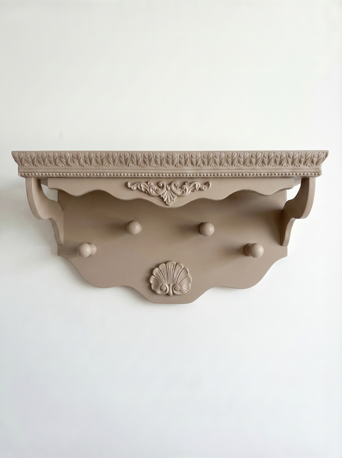 Appendiabiti da Parete Shabby Chic con Mensola Decorata 70x40