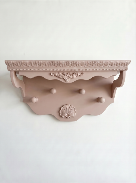 Appendiabiti da Parete Shabby Chic con Mensola Decorata 70x40
