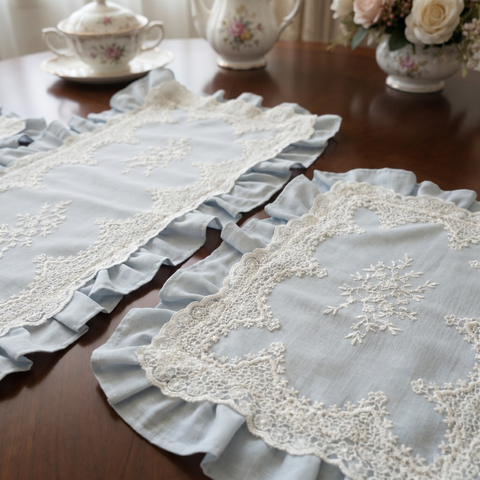 Tris di Centrini in Cotone e Pizzo Shabby Chic - 55cm e 85cm
