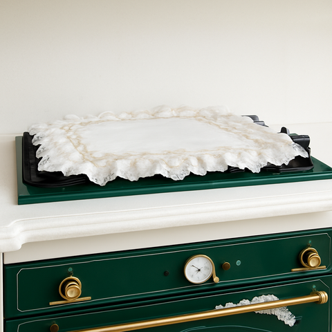 Coprifuochi Shabby Chic Imbottito Bianco e Tortora - Linea Damascata, 60x40cm