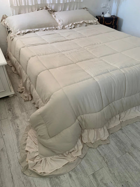 Trapunta Cloud Rouche matrimoniale 260x260 con federe – Varianti colore