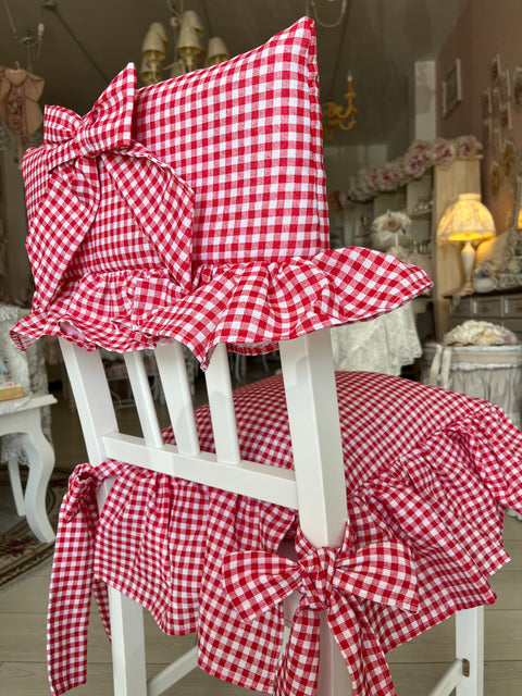 Set Coprisedia “Country Love” – Cuscino e Coprischienale con Volant e Fiocco – Personalizzabile