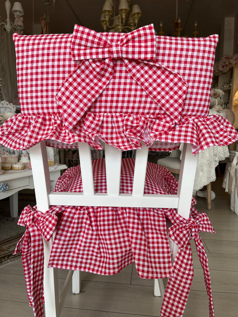 Set Coprisedia “Country Love” – Cuscino e Coprischienale con Volant e Fiocco – Personalizzabile