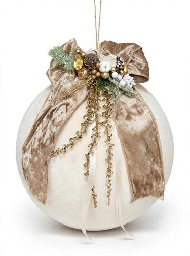 Sfera Decorativa Moonlight in Velluto con Fiocco e Composizione – Polvere di Stelle by Mata Creazioni