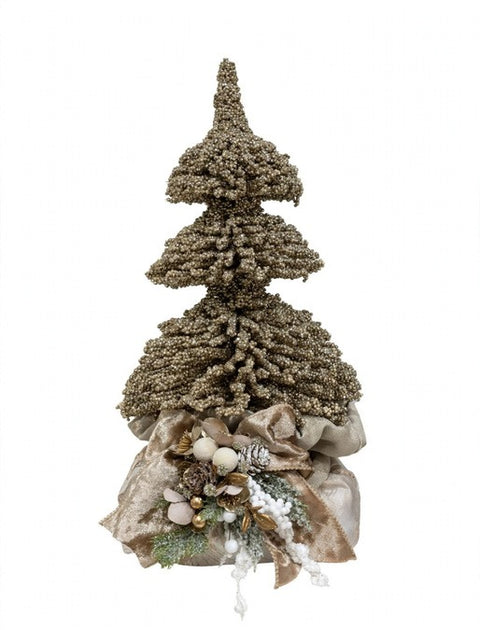 Albero Decorativo Glitter Champagne con Sacco in Velluto – Polvere di Stelle by Mata Creazioni