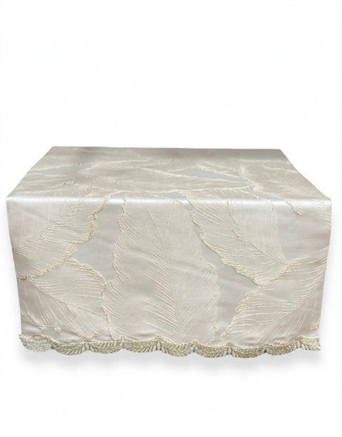 Runner da Tavola Foglia Oro in Jacquard Crema – Polvere di Stelle by Mata Creazioni