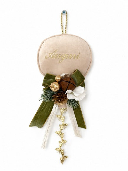 Palloncino Velvet Ricamato Personalizzabile con Composizione Natalizia by Mata Creazioni, 13x25 cm