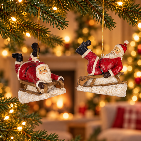 Decorazione Natalizia Babbo Natale sulla Slitta Santa on Sleigh in Resina – Goodwill, 10,5cm in ambientazione natalizia