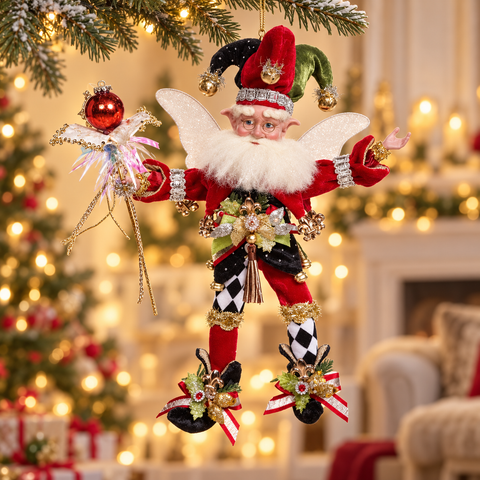 Elfo Natalizio Harlequin Jester Fairy Edizione Limitata – Goodwill by Mark Roberts, 50cm in ambientazione natalizia