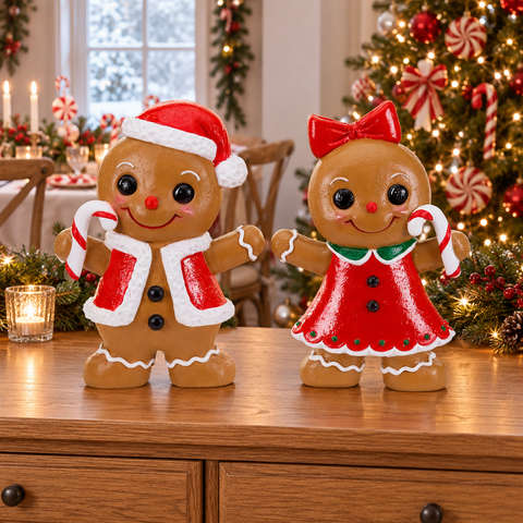 Statuina Natalizia Omino di Pan di Zenzero Gingerbread Town Bambino o Bambina – Goodwill, 49,5cm in ambientazione natalizia