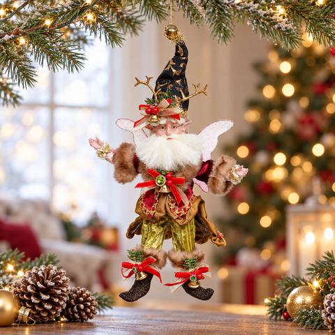 Statuina Natalizia Enchanted Forest Santa Fairy Small Edizione Limitata – Goodwill by Mark Roberts, 28cm in ambientazione natalizia