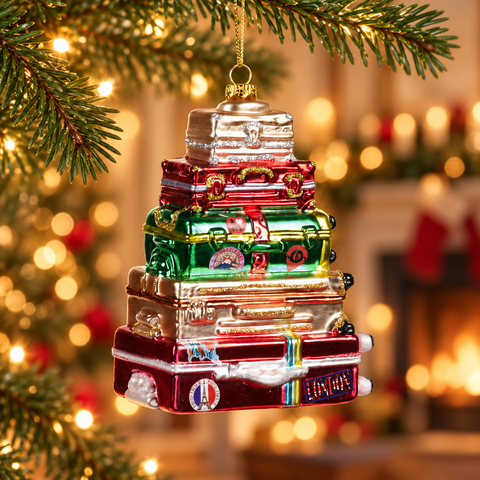 Addobbo Natalizio Pila di Bagagli Santa's Globetrotter – Goodwill in ambientazione natalizia