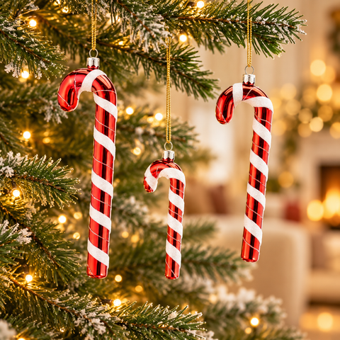 Set 3 bastoncini rossi EDG su albero di Natale