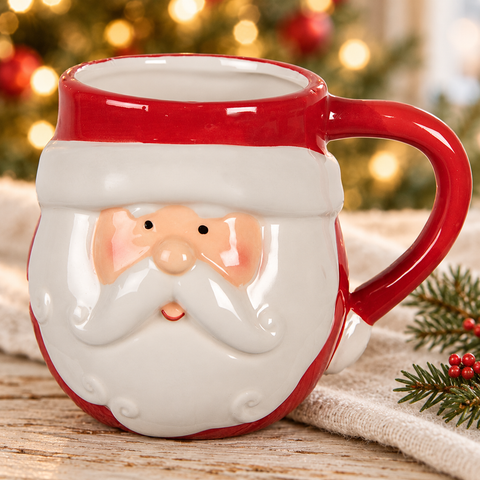 Tazza babbo natale in ambientazione natalizia