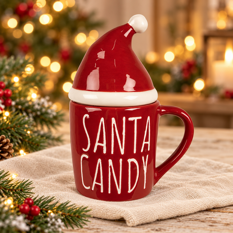 Tazza santa in ambientazione natalizia