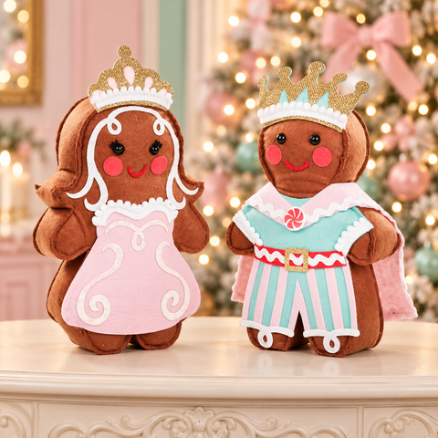 Decorazione Natalizia Gingerbread Principe e Principessa in Feltro Rosa – Goodwill, 31cm in ambientazione natalizia