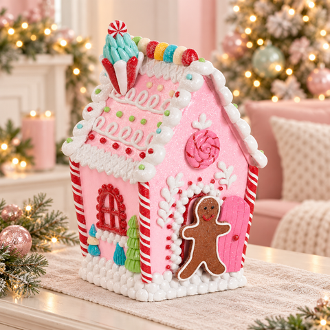 Casetta di Dolcetti e Marzapane Decorativa Natalizia – Goodwill, 25cm in ambientazione natalizia