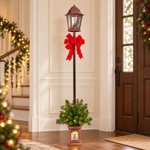 Lanterna Natalizia Decorativa con Base a Forma di Pianta – Goodwill, 182cm in ambientazione natalizia