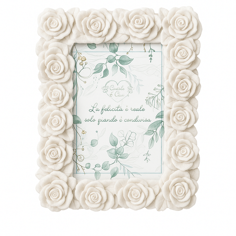 Portafoto Rose Bianco Crackle Shabby Chic 13x18 cm