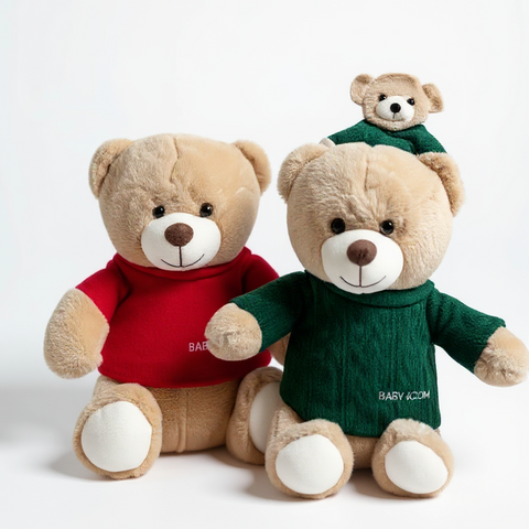 Set 2 Orsetti “Brownie” – Varianti 15 cm o 30 cm – Decorazioni Natalizie in Stoffa (Box 1 Set)