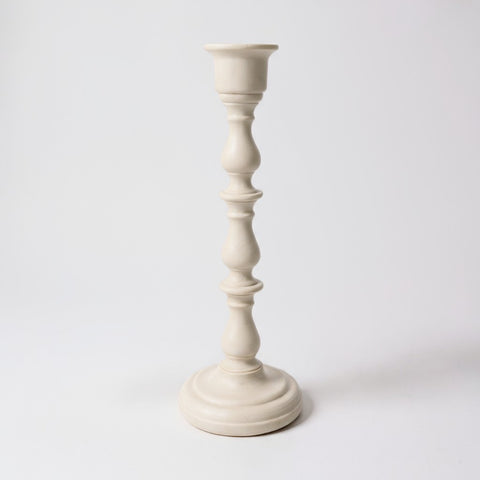 Candeliere “Musa” Bianco Cracklé in Resina – Portacandela Shabby Chic (H28 e H40 cm)