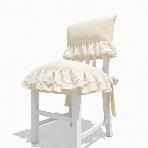 Set Coprisedia Elizabeth in cotone e pizzo