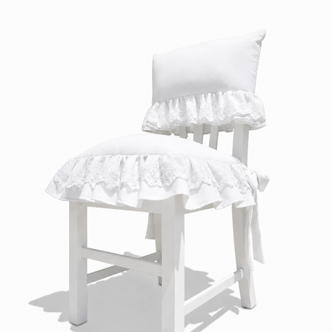 Set Coprisedia Elizabeth in cotone e pizzo