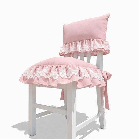Set Coprisedia Elizabeth in cotone e pizzo