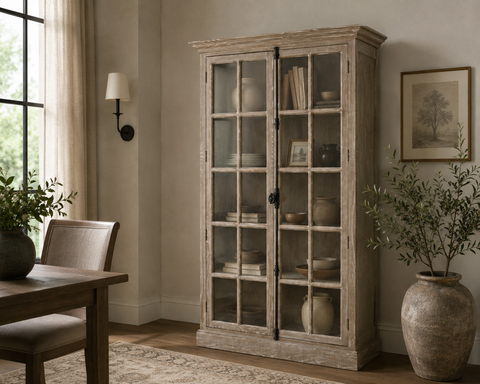 Vetrina Columbia con 2 Ante in Legno di Frassino - 120x42x210 cm