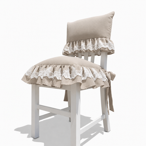 Set Coprisedia Elizabeth in cotone e pizzo