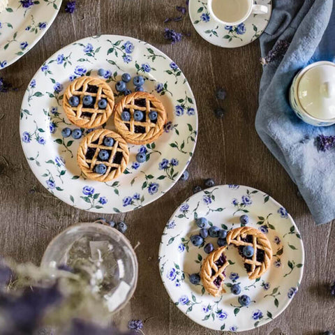 Servizio Piatti Floret Full – Blanc MariClò | 18 Pezzi in Ceramica | Varianti Blu e Giallo