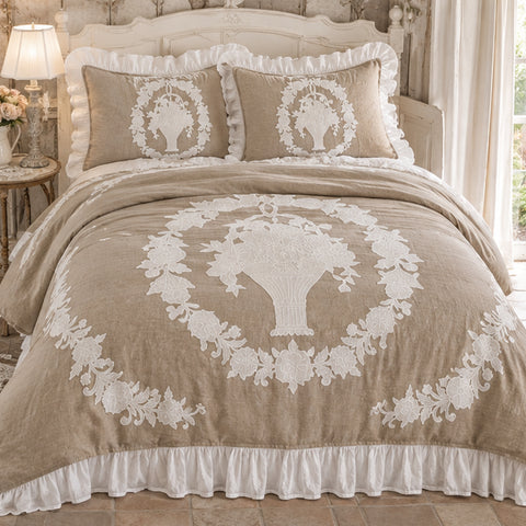Parure Copripiumino Matrimoniale in Misto Lino - Soffio Collection by Blanc Mariclò, 240x260cm