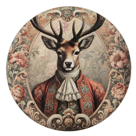 Sottopiatto Tondo Cervo d'Epoca e Fiori - Clayre & Eef, Ø 40 cm