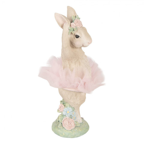 Coniglio decorativo beige con tutu rosa 27 cm Clayre & Eef