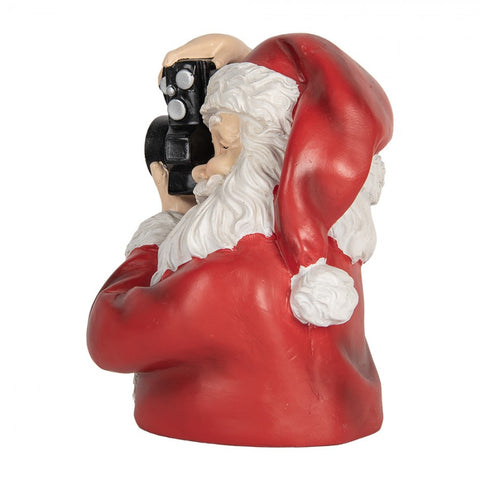 Statuetta Decorativa Babbo Natale Fotografo Busto - Clayre & Eef, 21x17x22 cm