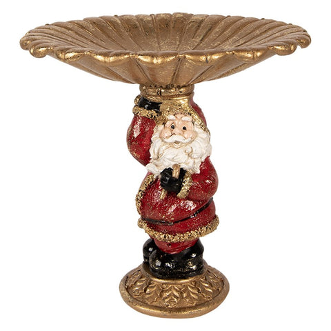 Alzatina Decorativa Natalizia con Babbo Natale - Clayre & Eef, 24x19x24 cm