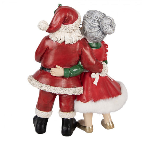 Statuetta Decorativa Natalizia Babbo e Mamma Natale con Calici - Clayre & Eef, 20x12x26 cm