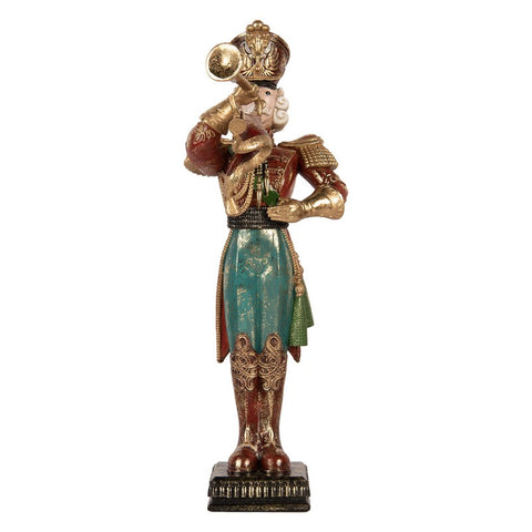 Statuetta Decorativa Natalizia Schiaccianoci Musicista con Tromba - Clayre & Eef, 14x15x40 cm